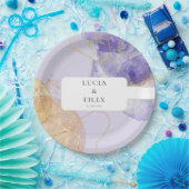 Luxe Paarse en gouden Abstracte bruiloft Papieren Bordje (Feest)