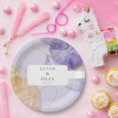 Luxe Paarse en gouden Abstracte bruiloft Papieren Bordje (Feest)