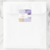 Luxe Paarse en gouden Abstracte bruiloft Vierkante Sticker (Tas)