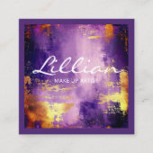 Luxe paarse en gouden abstracte QR-code Vierkante Visitekaartje (Voorkant)