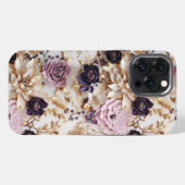 Luxe Paarse en gouden bloemen iPhone Hoesje (Achterkant horizontaal)