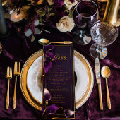 Luxe Paarse en Gouden Calla Lelie Bruiloft Menu