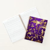 Luxe Paarse en gouden Damask Monogrammed Notitieboek (Binnen)