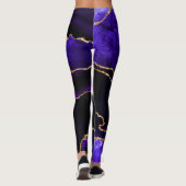 Luxe Paarse en Gouden Glitter Agate Leggings (Achterkant)