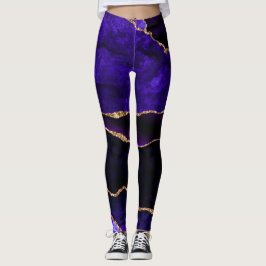 Luxe Paarse en Gouden Glitter Agate Leggings