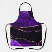 Luxe Paarse en Gouden Glitter Agate Schort (Voorkant)