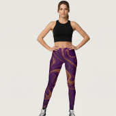 Luxe Paarse en Gouden Marmer Werveling Leggings
