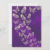 Luxe Paarse en Gouden Vlinder Quinceanera Party Kaart (Achterkant)