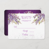 Luxe Paarse en Lavendel Wisteria bruiloft RSVP Kaartje (Voorkant / Achterkant)