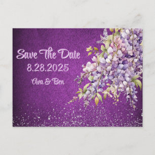 Luxe Paarse en Lavendel Wisteria Save The Date Aankondigingskaart