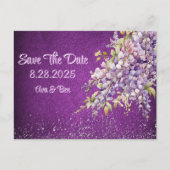 Luxe Paarse en Lavendel Wisteria Save The Date Aankondigingskaart (Voorkant)