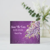Luxe Paarse en Lavendel Wisteria Save The Date Aankondigingskaart (Staand voorkant)