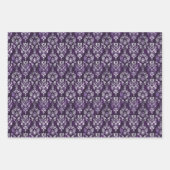 Luxe Paarse en zilveren kerstpatroon Inpakpapier Vel (Voorkant)