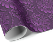 Luxe Paarse Floral Wrapping Paper Cadeaupapier (Rol Hoek)