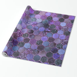 Luxe Paarse Folie Glitter-honingraatpatroon Cadeaupapier