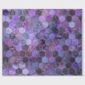 Luxe Paarse Folie Glitter-honingraatpatroon Cadeaupapier (Vlak)