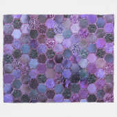 Luxe Paarse Folie Glitter-honingraatpatroon Fleece Deken (Voorkant (Horizontaal))