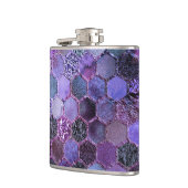 Luxe Paarse Folie Glitter-honingraatpatroon Heupfles (Links)