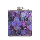 Luxe Paarse Folie Glitter-honingraatpatroon Heupfles (Achterkant)