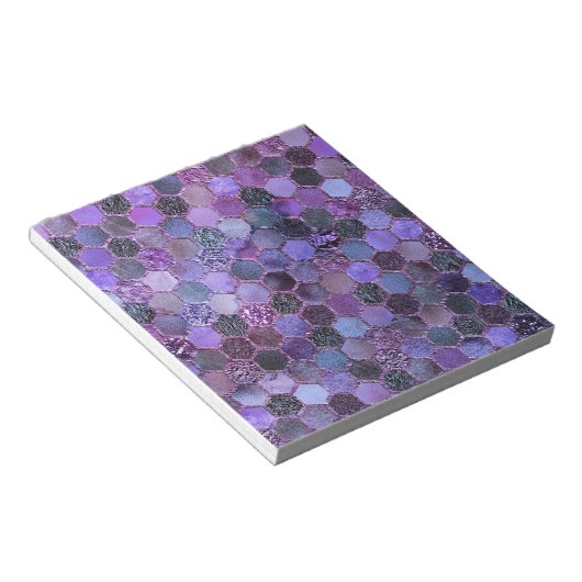 Luxe Paarse Folie Glitter-honingraatpatroon Notitieblok (Schuin)