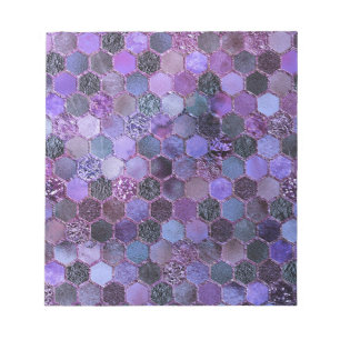 Luxe Paarse Folie Glitter-honingraatpatroon Notitieblok