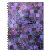 Luxe Paarse Folie Glitter-honingraatpatroon Notitieboek (Voorkant)