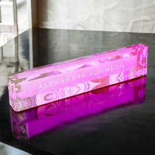 Luxe Paarse Folie moderne marmeren werveling Naambordje