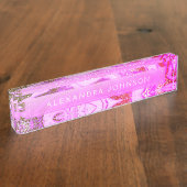 Luxe Paarse Folie moderne marmeren werveling Naambordje (Zijkant)