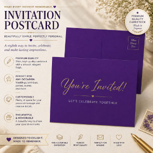 Luxe paarse gepersonaliseerde uitnodigingskaart uitnodiging briefkaart