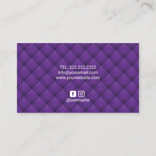 Luxe Paarse getufte moderne glitter druppels salon Visitekaartje (Achterkant)