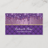 Luxe Paarse getufte moderne glitter druppels salon Visitekaartje (Voorkant)