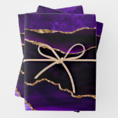 Luxe Paarse Glitter Agate Happy Birthday Inpakpapier Vel (In situ)