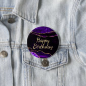 Luxe Paarse Glitter Agate Happy Birthday Ronde Button 7,6 Cm (In situ)