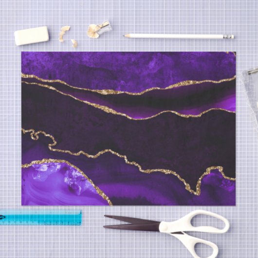 Luxe Paarse Glitter Agate Happy Birthday Tissuepapier (Craft)