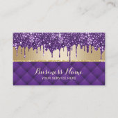 Luxe Paarse glitter druppelt in op Chic Gold Beaut Visitekaartje (Voorkant)