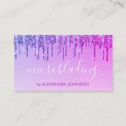 Luxe Paarse glitter Sparkle Microblading Visitekaartje (Voorkant)