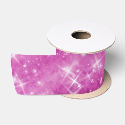 Luxe Paarse Glitter Sterren Glitteren Satijnen Lint (Spoel)