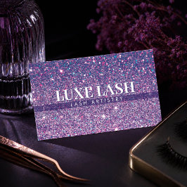 Luxe Paarse Glitter Wimper Kunstenaar Minimalist Visitekaartje