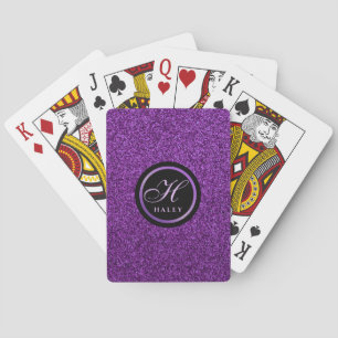 Luxe Paarse Glitters Glitter Monogram Eerste Lette Pokerkaarten