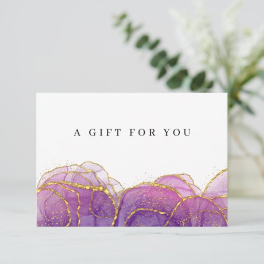 Luxe Paarse Gold Business Cadeaubon (Staand voorkant)