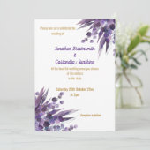 LUXE PAARSE GOLD EUCALYPTUS INVITATIE KAART (Staand voorkant)