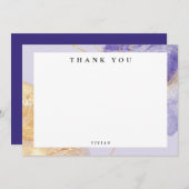 Luxe Paarse & Golden Abstract Bedankkaart (Voorkant / Achterkant)