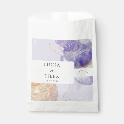 Luxe Paarse & Golden Abstract Bedankzakje (Voorkant)