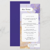 Luxe Paarse & Golden Abstracte Gast Naam Diner Menu (Voorkant / Achterkant)