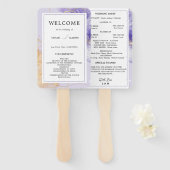 Luxe Paarse & Golden Abstracte huwelijksprogramma Handwaaier (Voorkant en achterkant)