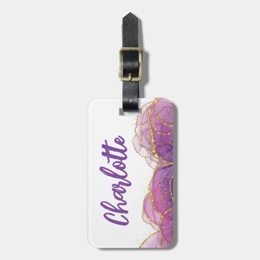 Luxe Paarse goud gepersonaliseerd Bagagelabel (Voorkant verticaal)