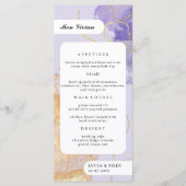 Luxe Paarse & Gouden Abstracte Gastennaam Diner Menu (Voorkant)