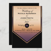 Luxe Paarse & gouden glans Classy bruiloft Kaart (Voorkant / Achterkant)