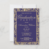 Luxe paarse gouden glitter bloemig Afstuderen Kaart (Voorkant)