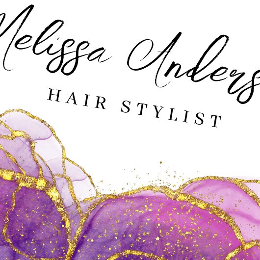 Luxe Paarse Gouden Glitter QR Code Visitekaartje